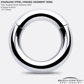 6G 1/2 316L Surgical Steel Precision Hinged Segment Hoop