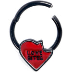 16G 3/8 Black Love Bites Heart Valentine Hinged Segment Ring