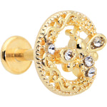 16G 5/16 Clear Gem Gold Tone Interally Threaded Dragonfly Labret