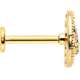 16G 5/16 Clear Gem Gold Tone Interally Threaded Dragonfly Labret