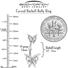 Clear Gem Fancy Fab Butterfly Double Mount Belly Ring