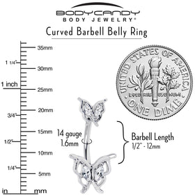Clear Gem Fancy Fab Butterfly Double Mount Belly Ring
