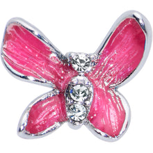 20G 5/16 Clear Gem Chunky Butterfly Pink Nose Hoop