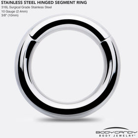 10G 3/8 316L Surgical Steel Precision Hinged Segment Hoop