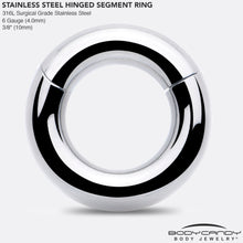 6G 3/8 316L Surgical Steel Precision Hinged Segment Hoop