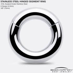 6G 3/8 316L Surgical Steel Precision Hinged Segment Hoop