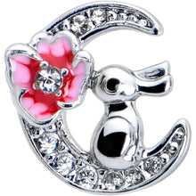20G 7mm Clear CZ Gem Rabbit On The Moon Pink Left Side Nose Screw
