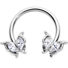 16G 3/8 Clear Gem Fancy Fab Butterfly Horseshoe Circular Barbell