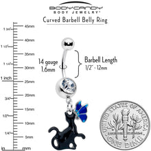 Clear Gem Butterfly Blue Black Cat Dangle Belly Ring