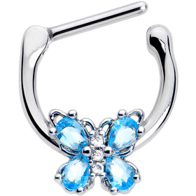 16G 5/16 Blue Gem Baroque Beauty Butterfly Cartilage Clicker