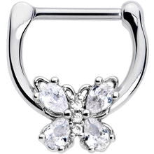 16G 5/16 Clear Gem Baroque Beauty Butterfly Cartilage Clicker
