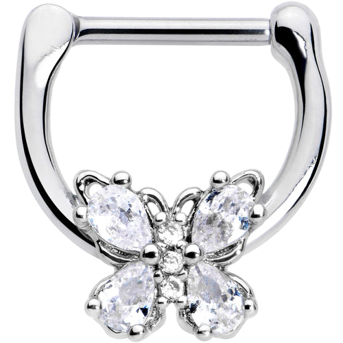 16G 5/16 Clear Gem Baroque Beauty Butterfly Cartilage Clicker