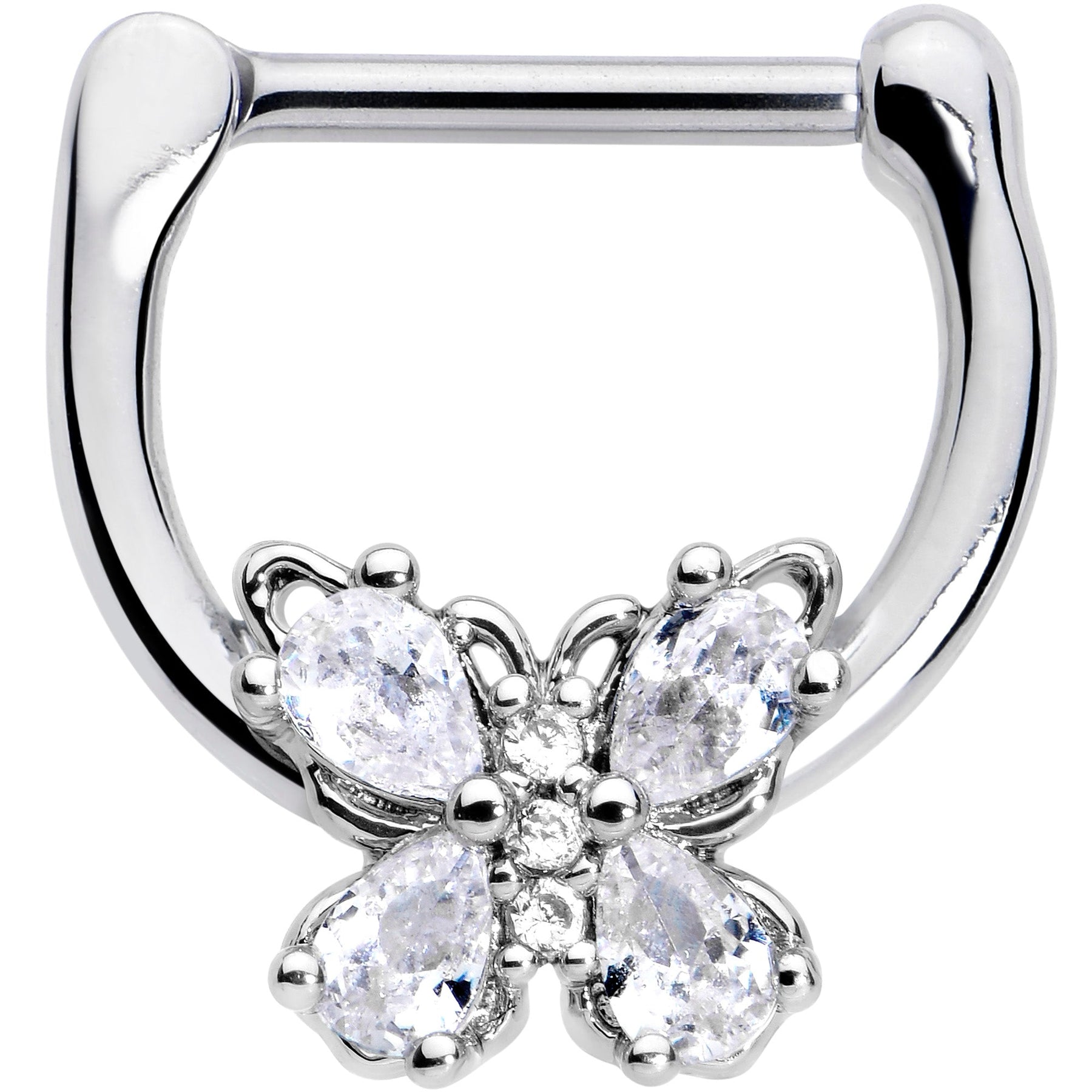16G 5/16 Clear Gem Baroque Beauty Butterfly Cartilage Clicker