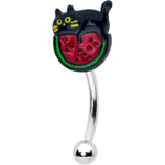 16G 5/16 Watermelon Cat Love Curved Eyebrow Ring