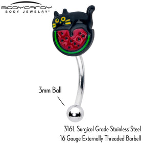 16G 5/16 Watermelon Cat Love Curved Eyebrow Ring