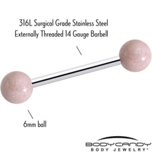 Pastel Shimmer Peach Ends Barbell Tongue Ring