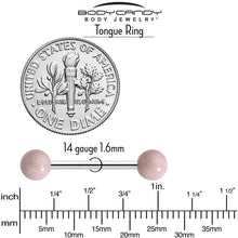 Pastel Shimmer Peach Ends Barbell Tongue Ring