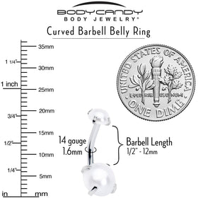 Opaque White Faux Pearl June Birthstone Double Mount Belly Ring