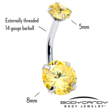 Yellow Gem November Birthstone Double Mount Belly Ring
