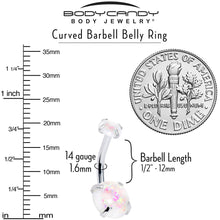 White Faux Opal October Birthstone Double Mount Belly Ring
