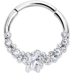 16G 3/8 Clear CZ Gem Starfish Supreme Hinged Segment Ring