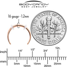 16G 3/8 Rose Gold Tone Pincher Crescent Taper