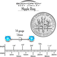 14G 9/16 Blue CZ Gem December Birthstone Nipple Ring Set
