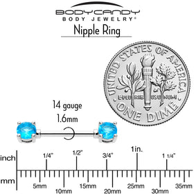 14G 9/16 Blue CZ Gem December Birthstone Nipple Ring Set