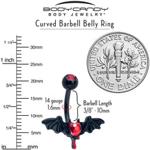 Red Gem Black Bleeding Heart Bat Belly Ring