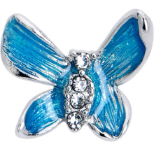 16G 1/4 Clear Gem Chunky Butterfly Blue Cartilage Tragus Earring