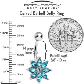 Blue Gem Flower Elegance Bloom Belly Ring