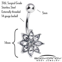Clear Gem Flower Elegance Bloom Belly Ring