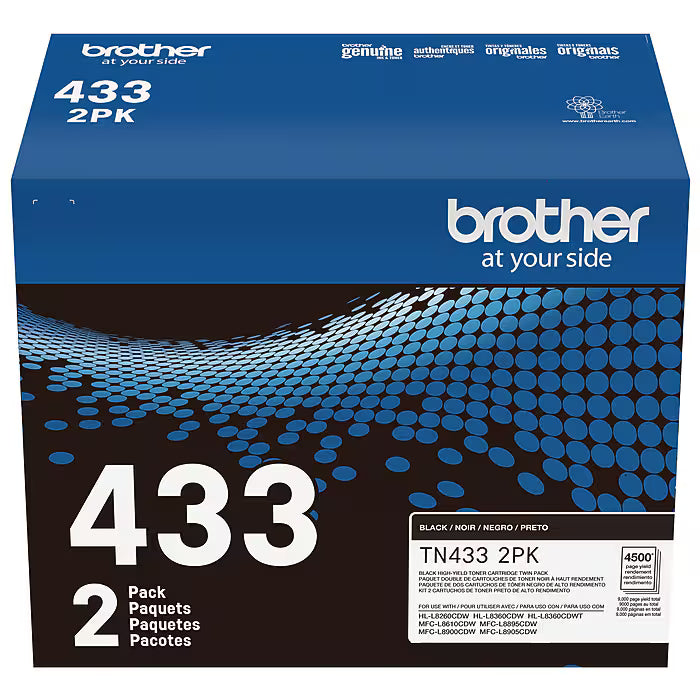 New, Pre-Owned - Brother TN433 High Yield Black Toner Cartridge, 2-Pack
