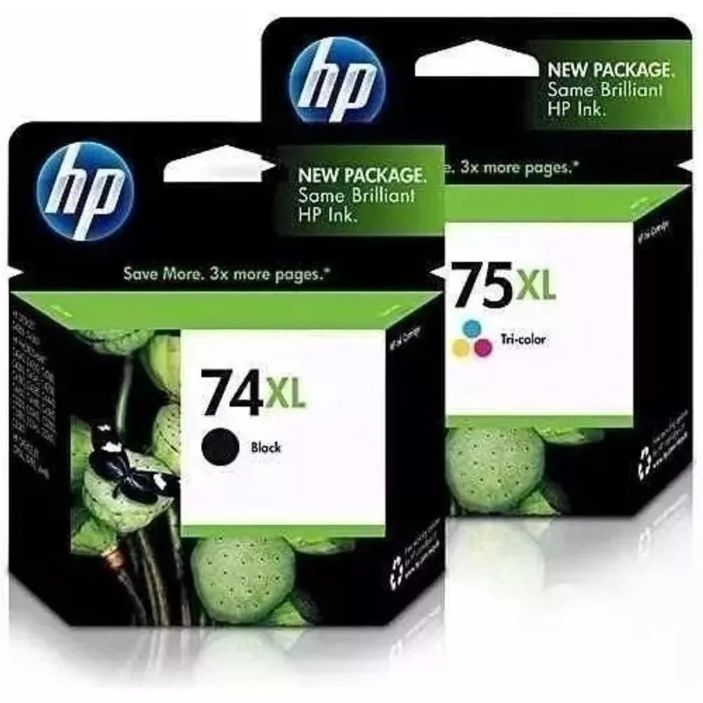 New, Pre-Owned - HP 74XL/75XL High Yield Black & Color Ink Cartridge