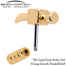 16G 1/4 Gold Tone Optical Illusion Hammer Cartilage Tragus Earring