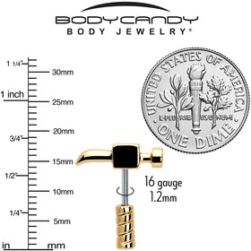 16G 1/4 Gold Tone Optical Illusion Hammer Cartilage Tragus Earring