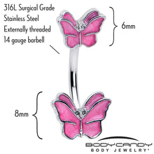Simply Butterfly Pink Double Mount Belly Ring