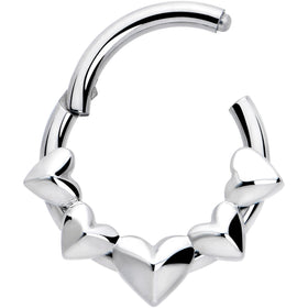 16G 5/16 3D Hearts Hinged Segment Ring