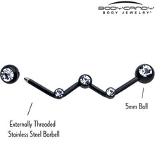 14G Clear Gem Black Constellation Style Project Bar 32mm