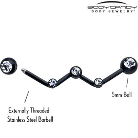 14G Clear Gem Black Constellation Style Project Bar 32mm