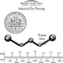 14G Clear Gem Black Constellation Style Project Bar 32mm