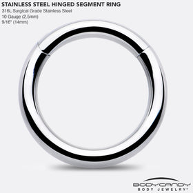10G 9/16 316L Surgical Steel Precision Hinged Segment Hoop