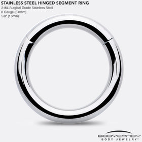 8G 5/8 316L Surgical Steel Precision Hinged Segment Hoop