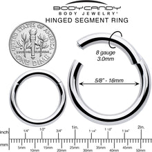 8G 5/8 316L Surgical Steel Precision Hinged Segment Hoop
