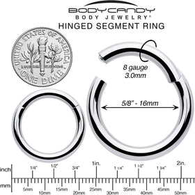 8G 5/8 316L Surgical Steel Precision Hinged Segment Hoop