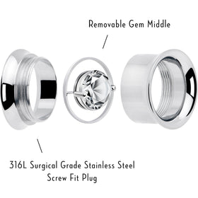 Gem Floating Screw Fit Tunnel Plug Set Available Sizes 8mm to 16mm