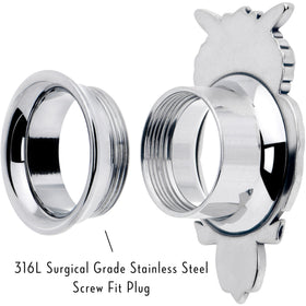 Red CZ Gem Wise Owl Screw Fit Tunnel Plug Set Available Sizes 6mm to 16mm