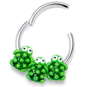 16G 3/8 Texture Turtle Trio Hinged Segment Ring