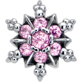 16G 5/16 Pink CZ Gem Glam Snowflake Labret Monroe Tragus