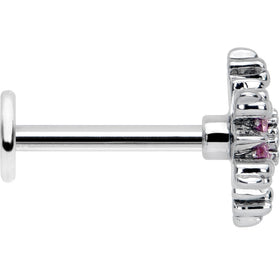 16G 5/16 Pink CZ Gem Glam Snowflake Labret Monroe Tragus